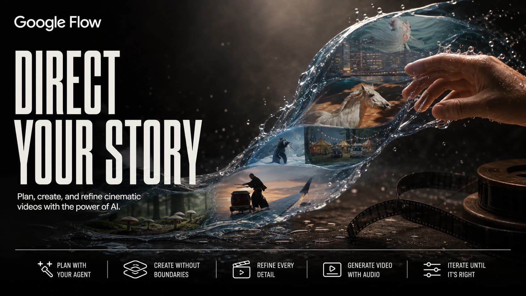 Google Flow cinematic AI video storytelling artwork