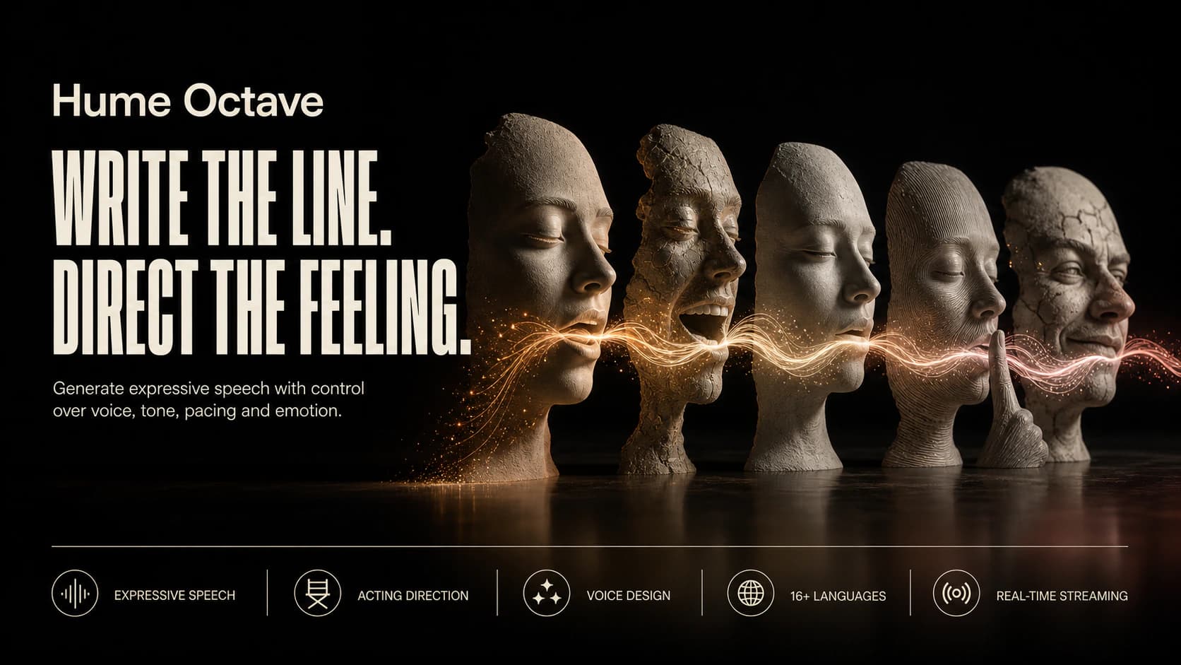 Hume Octave concept artwork visualising one written line performed through several expressive voice interpretations
