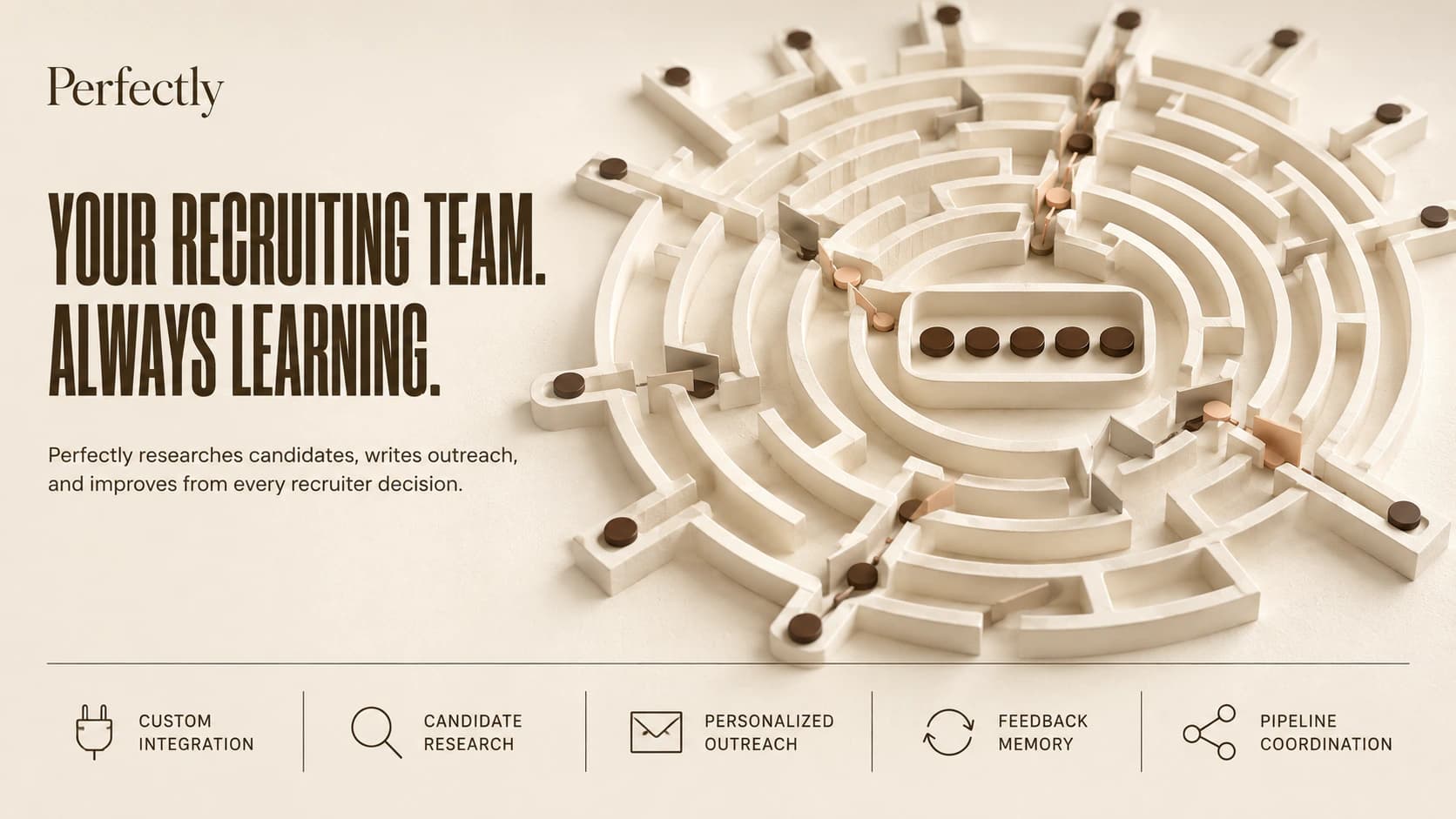 Perfectly AI recruiting concept showing candidate signals moving through a learning maze